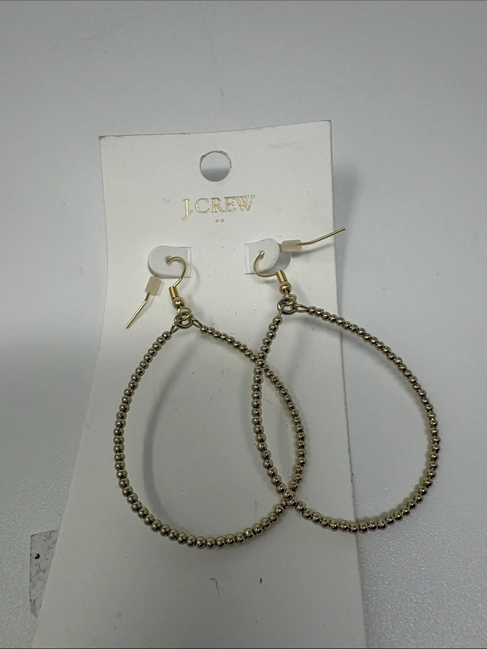J. Crew Gold Beaded Oval Hoop Earrings